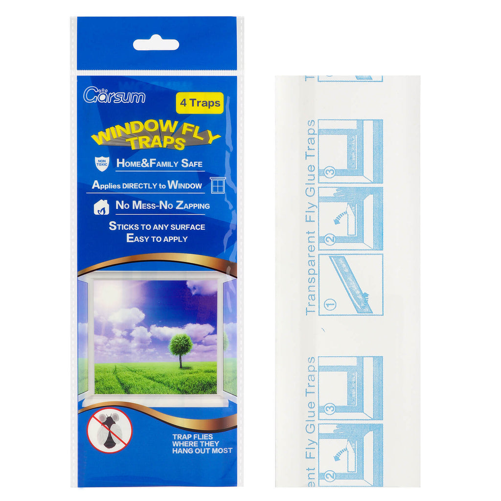Garsum 120 Pack Window Fly Sticky Traps Indoor Clear,House Fly Paper Bug  Catcher, Fly Tape Glue Strips Gnat Killer Window Decal for Home